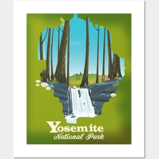 Yosemite Travel map Posters and Art